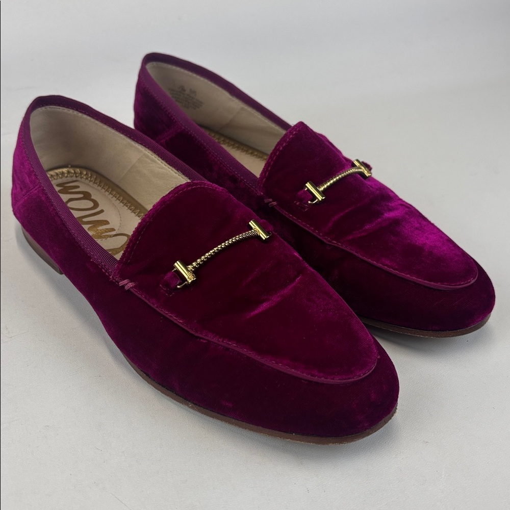 SAM EDELMAN Magenta Pink Velvet Loafers Size 7.5